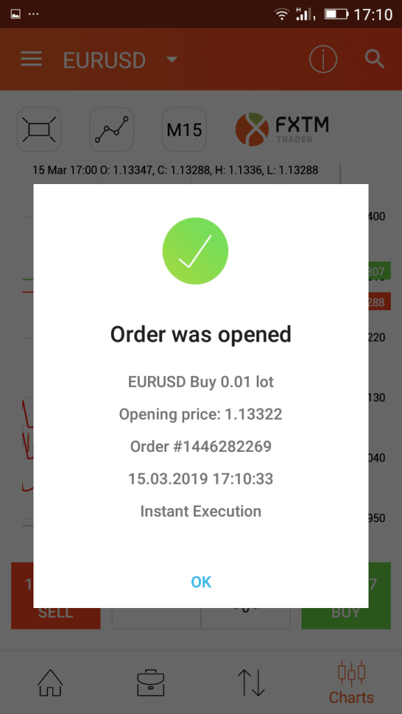 FXTM app open order