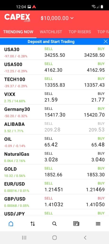 Capex Mobile App Screenshot